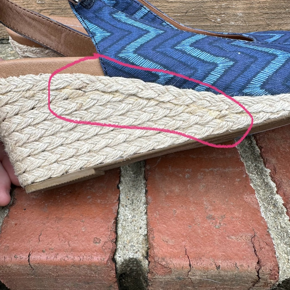 Vionic "Coralina" Blue Chevron Print Slingback Espadrille Wedge Sandals US 10 - Picture 15 of 15